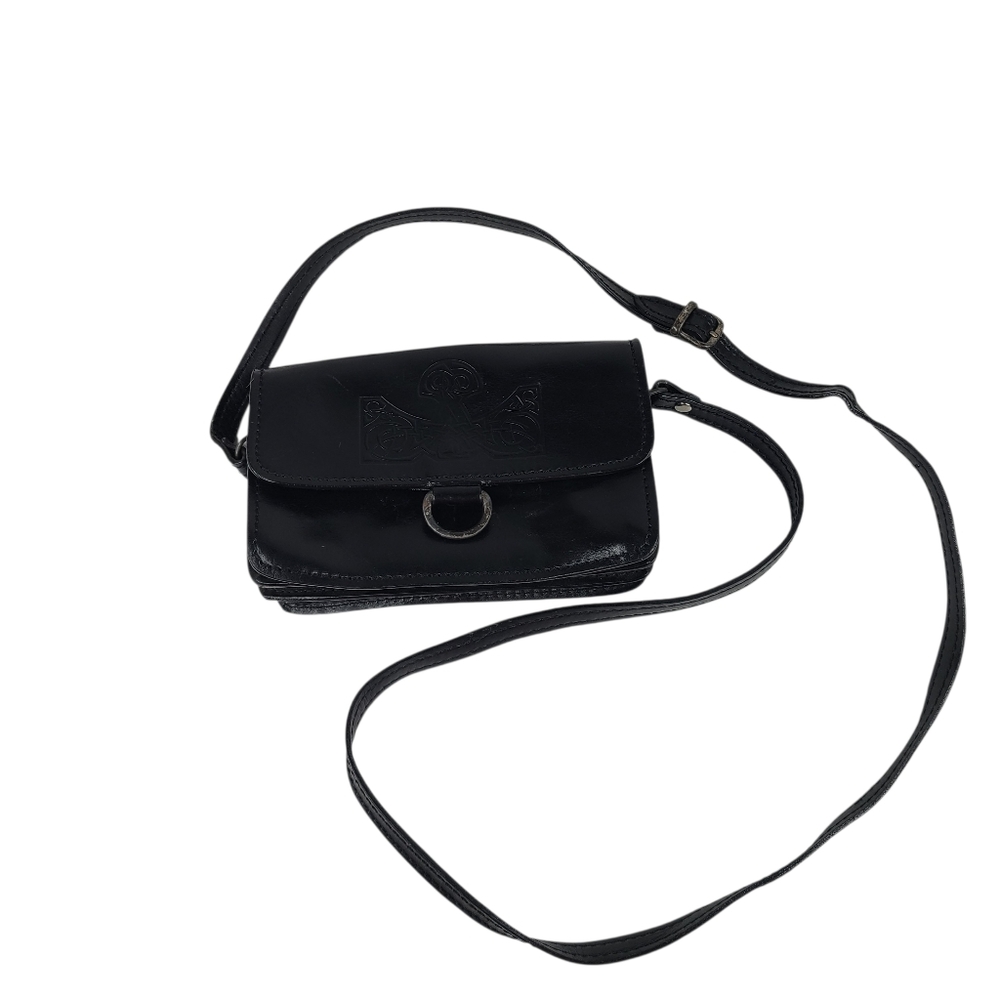 Lee River Ireland Small Black Leather Crossbody Bag